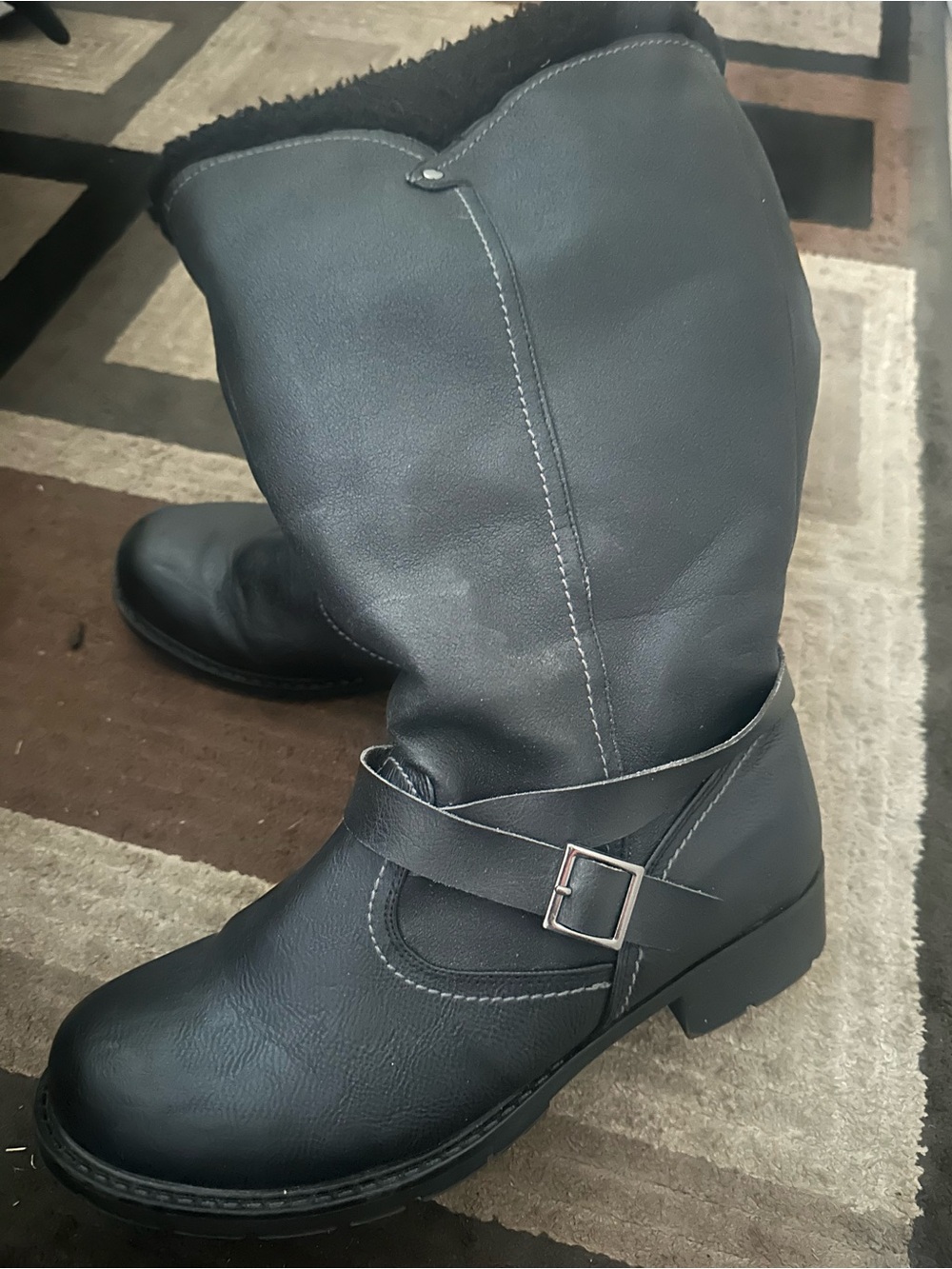 Women’s Black Mid-Calf Buckle Boots size 10W